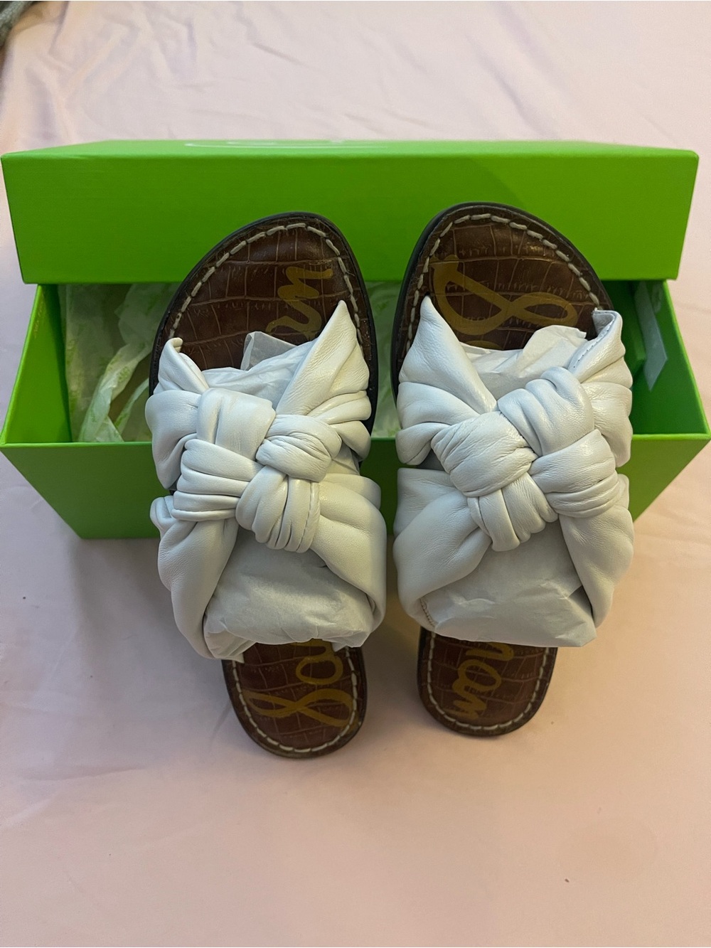 Sam Edelman Garson flat slide sandals -White Leather